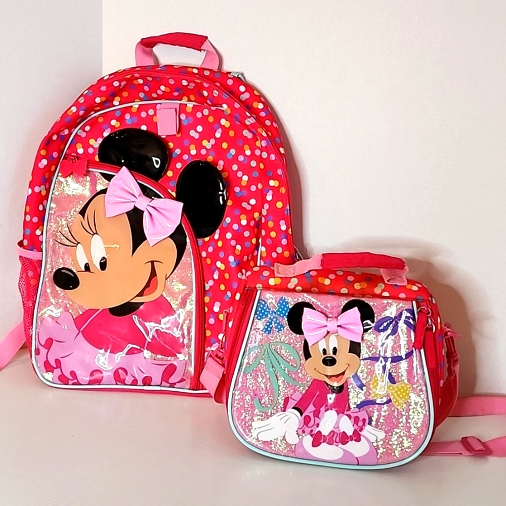 Disney Minnie Mouse small girls backpack & lunchbox pink
